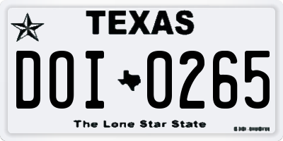 TX license plate DOI0265