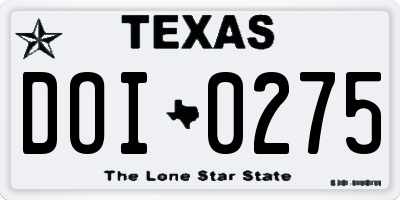 TX license plate DOI0275