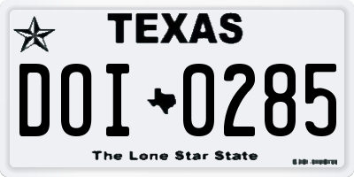 TX license plate DOI0285
