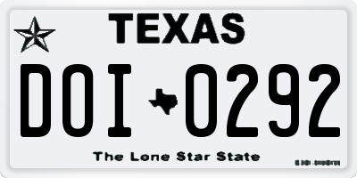 TX license plate DOI0292