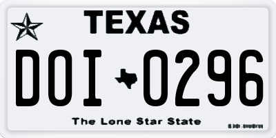 TX license plate DOI0296