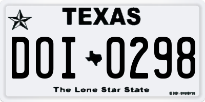 TX license plate DOI0298