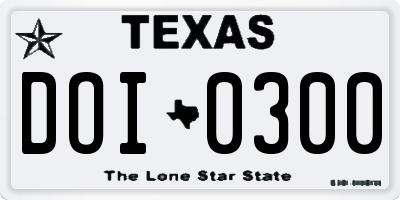 TX license plate DOI0300
