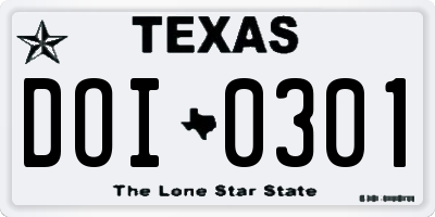 TX license plate DOI0301