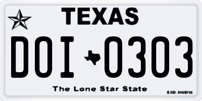 TX license plate DOI0303