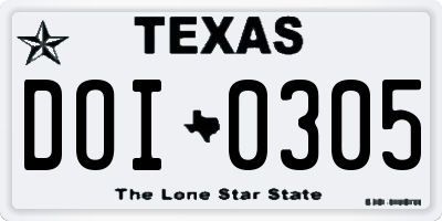 TX license plate DOI0305