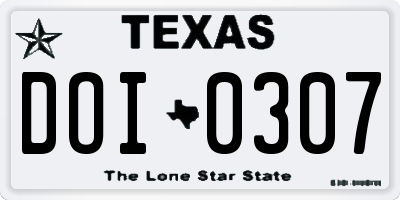 TX license plate DOI0307