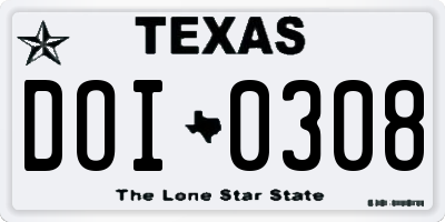 TX license plate DOI0308