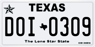 TX license plate DOI0309