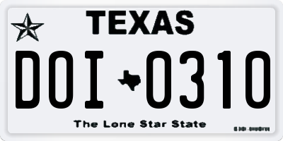 TX license plate DOI0310