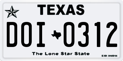 TX license plate DOI0312