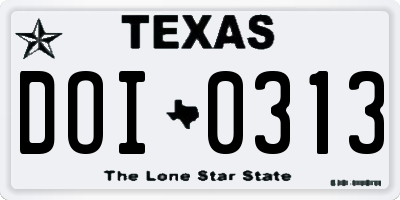 TX license plate DOI0313