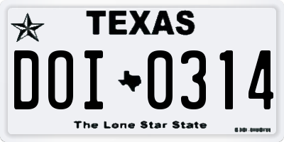 TX license plate DOI0314