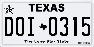 TX license plate DOI0315
