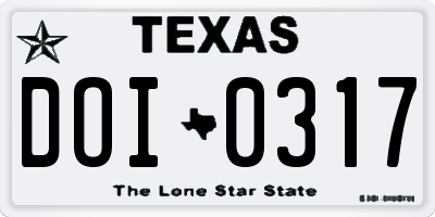 TX license plate DOI0317