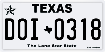 TX license plate DOI0318