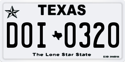 TX license plate DOI0320