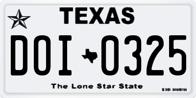 TX license plate DOI0325