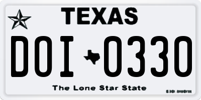 TX license plate DOI0330