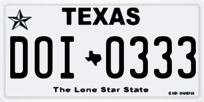 TX license plate DOI0333