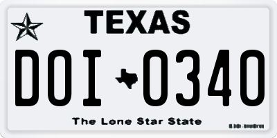 TX license plate DOI0340