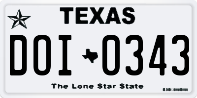 TX license plate DOI0343