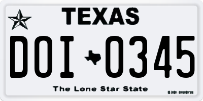 TX license plate DOI0345