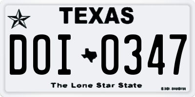 TX license plate DOI0347