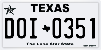TX license plate DOI0351