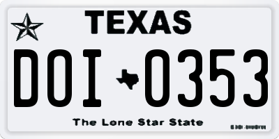 TX license plate DOI0353