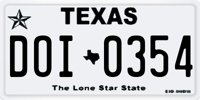 TX license plate DOI0354