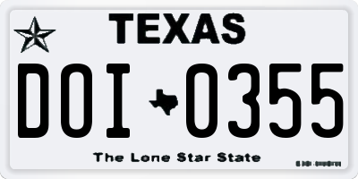 TX license plate DOI0355