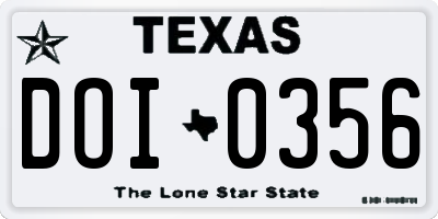 TX license plate DOI0356