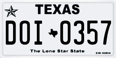 TX license plate DOI0357