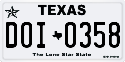 TX license plate DOI0358