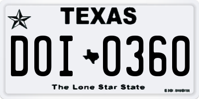 TX license plate DOI0360