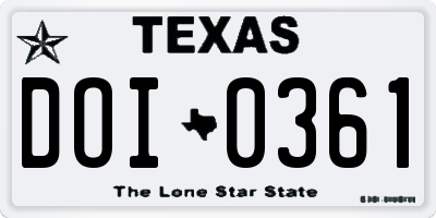 TX license plate DOI0361