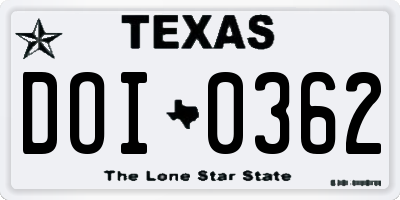 TX license plate DOI0362