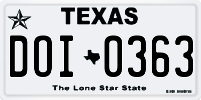 TX license plate DOI0363