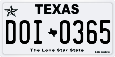 TX license plate DOI0365