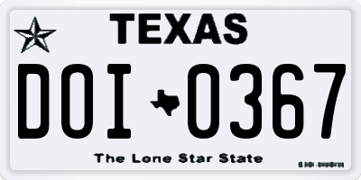 TX license plate DOI0367