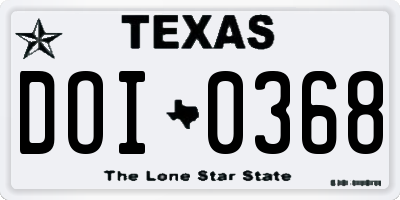 TX license plate DOI0368