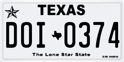 TX license plate DOI0374