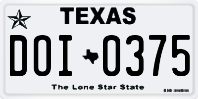 TX license plate DOI0375