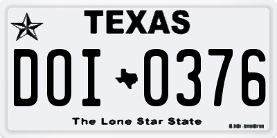 TX license plate DOI0376