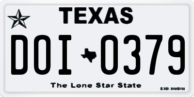 TX license plate DOI0379