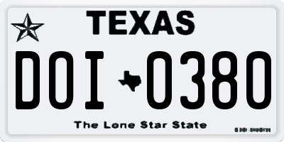 TX license plate DOI0380