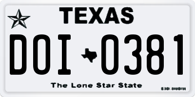 TX license plate DOI0381