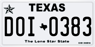 TX license plate DOI0383