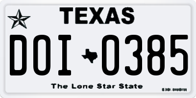 TX license plate DOI0385